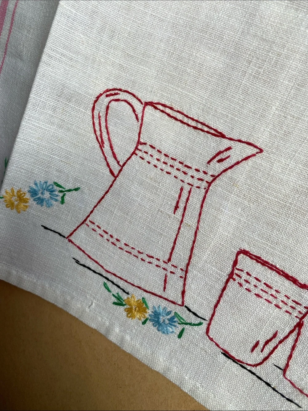 Hand embroidered Kitchen tea towel